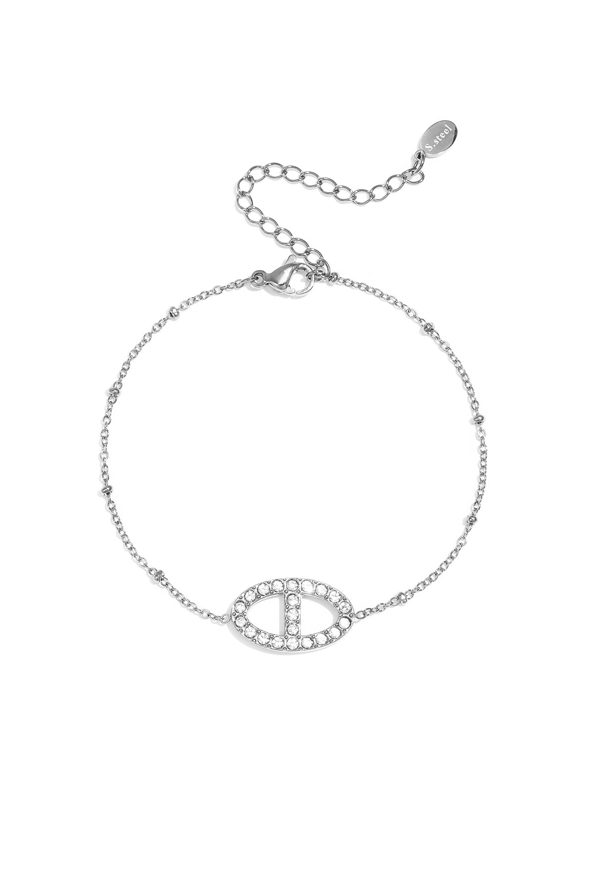 Bracelet with stones in oval charm
