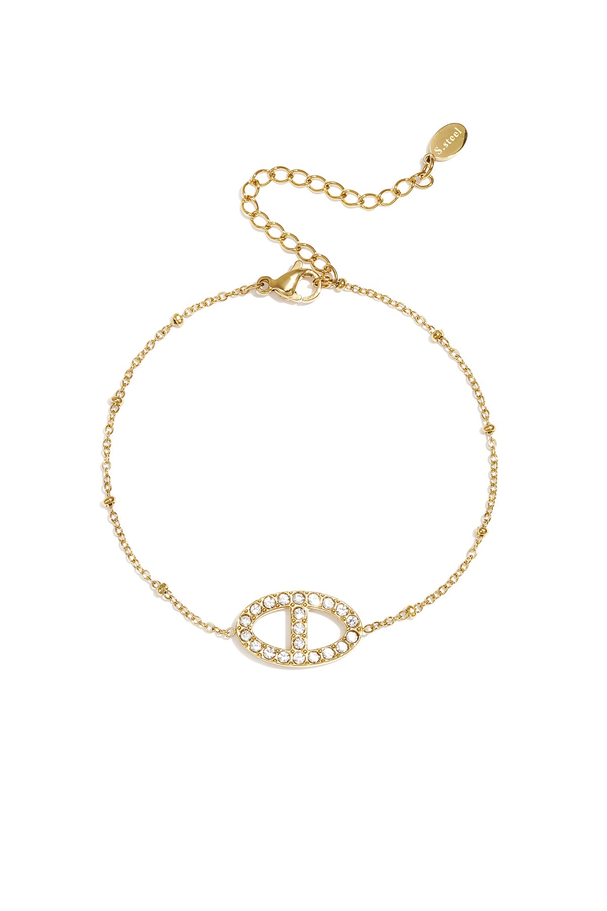Bracelet with stones in oval charm