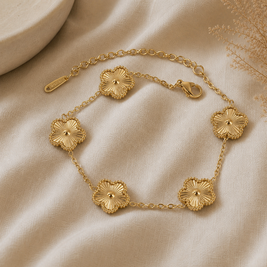 MINA - Klavertje Goudkleurige Armband